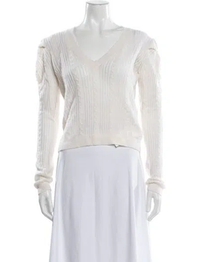 Pre-owned Frame Cashmere V-neck Sweater In White