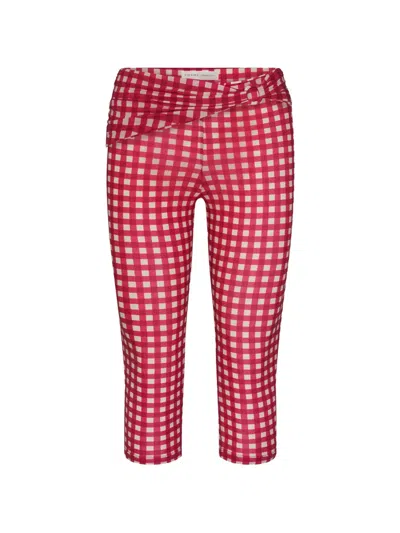 Frame Casino Capri Gingham Cropped Trousers In Red