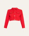 Frame X Carolina Herrera Tailored Denim Jacket In Herrera Red