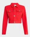 Frame X Carolina Herrera Tailored Denim Jacket In Herrera Red