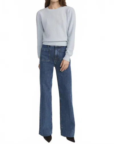 Frame Chain Pointelle Long Sleeve Sweater In Sky Blue