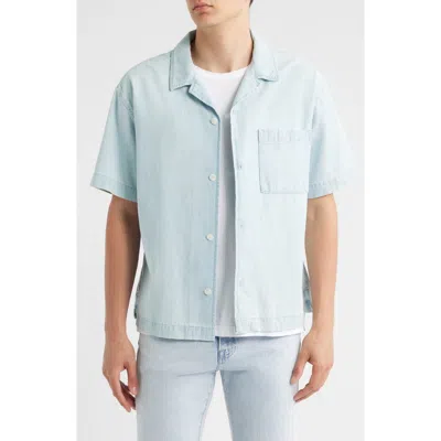 Frame Chambray Camp Shirt In Blue