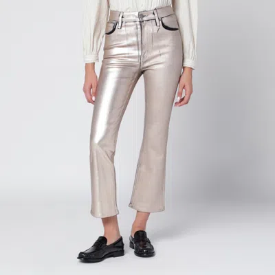 Frame Champagne The Reboot Cropped Trousers In Silver
