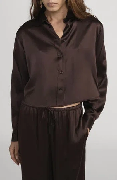 Frame Charles Silk Button-up Shirt In Brown