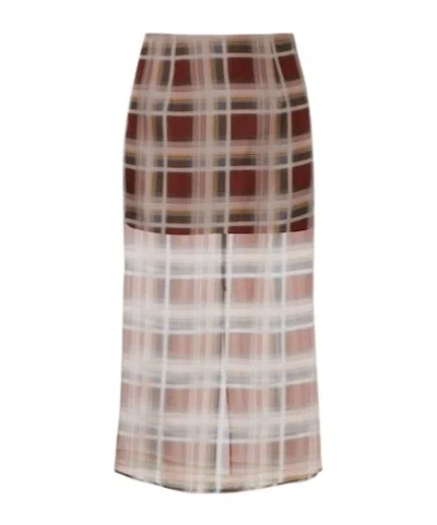 Frame Check Silk Midi Skirt In Multi