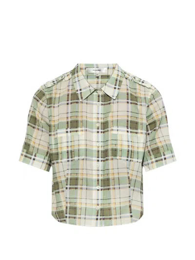 Frame Checked Short-sleeve Shirt In Green