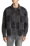 Frame Checkerboard Denim Jacket In Black