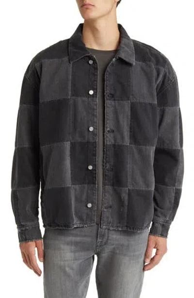 Frame Checkerboard Denim Jacket In Black