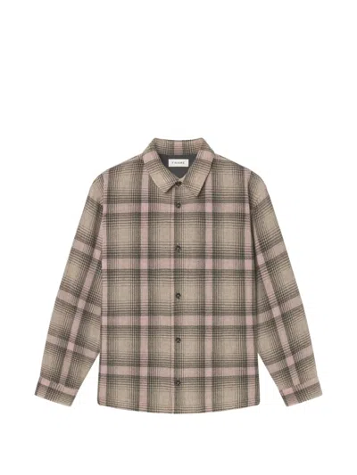 Frame Check-pattern Button-up Shirt In Brown