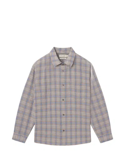 Frame Check-pattern Long-sleeve Shirt In Neutral