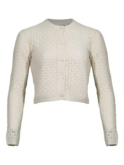 Frame Chenille Openwork Cardigan In Gray
