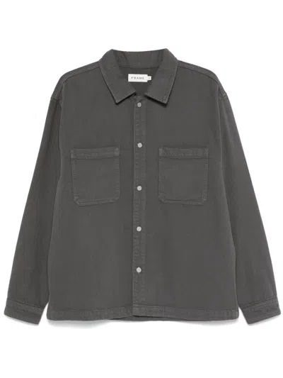 Frame Textured Terry Relaxed Shirt In Slate Gray