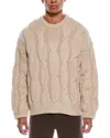 Frame Denim Chunky Cable Wool Crewneck Sweater In Brown