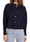 Frame Chunky Femme Round Neck Cardigan In Navy In Blue