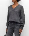 Frame Chunky Wool-cashmere Sweater In Charcoal Heather