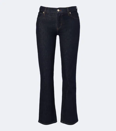 Frame Cigarette Cropped Straight Jeans In Blue
