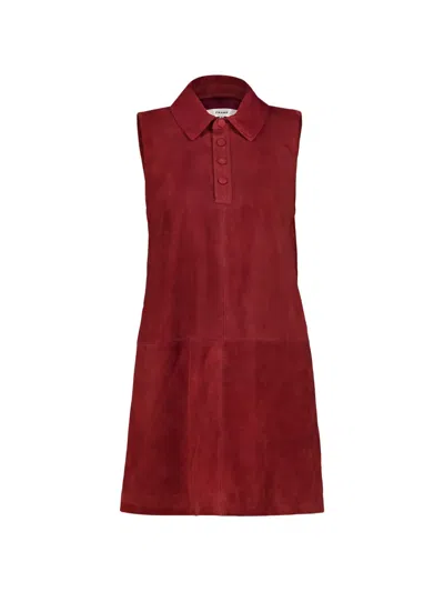Frame City Suede Mini Dress In Red