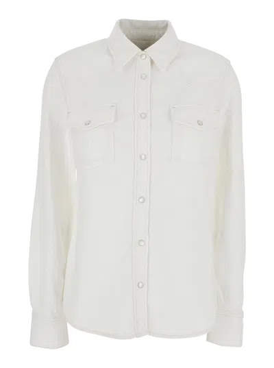 Frame Classic Collar Cotton Shirt In White