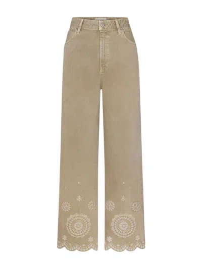 Frame Classic High-waisted Wide-leg Jeans With Scalloped Edges In Neutral