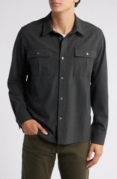 Frame Classic Stretch Flannel Button-up Shirt In Gray
