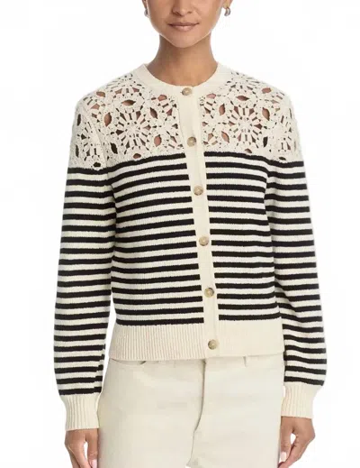 Frame Coastal Stripe Cardigan In Cream Multi In Neutral