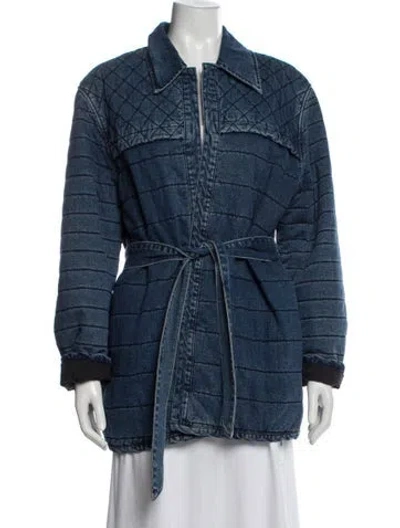Pre-owned Frame Coat In Blue
