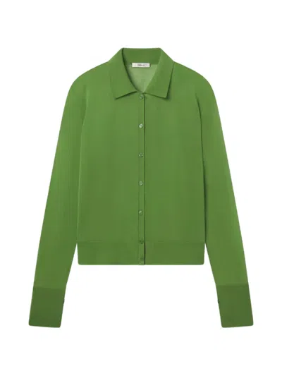 Frame Collared Cardigan In Green