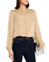 Frame Collarless Lurex Blouse In Champagne Multi In Neutral