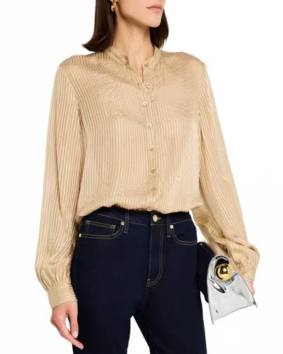 Frame Collarless Lurex Blouse In Champagne Multi In Neutral