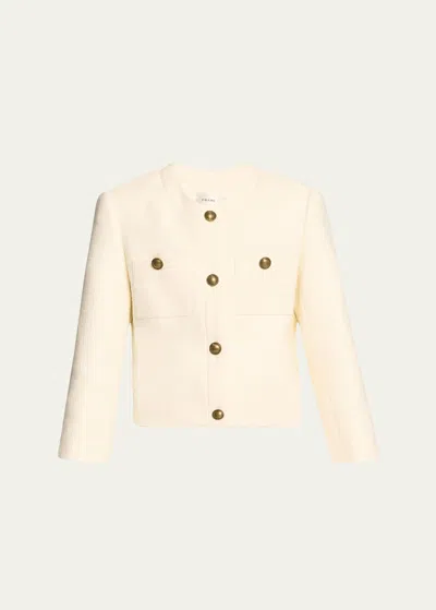 Frame Collarless Tailored Jacket In Cream