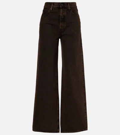 Frame Collegiate High-rise Wide-leg Jeans In Brown