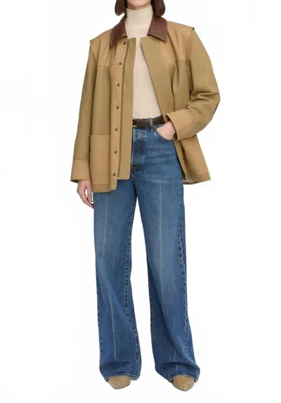 Frame Collegiate Wide Leg Jeans In Galactic In Blue