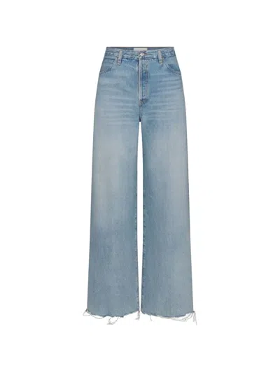 Frame Colligiate Frayed Hem Wide-leg Jeans In Blue
