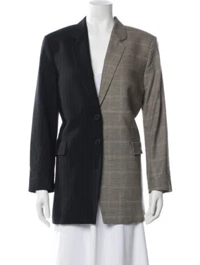 Pre-owned Frame Colorblock Pattern Blazer In Blue