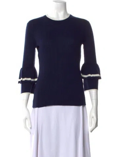 Pre-owned Frame Colorblock Pattern Crew Neck Sweater In Blue