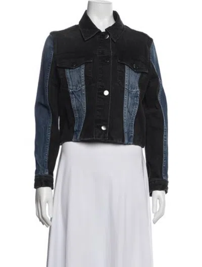 Pre-owned Frame Colorblock Pattern Denim Jacket In Black/blue
