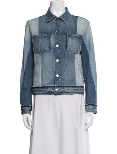 Pre-owned Frame Colorblock Pattern Denim Jacket In Blue