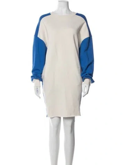 Pre-owned Frame Colorblock Pattern Knee-length Dress In White