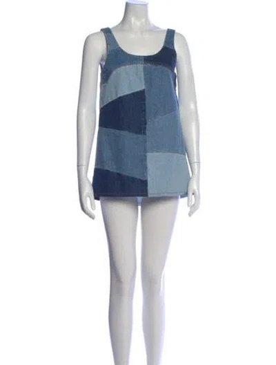 Pre-owned Frame Colorblock Pattern Mini Dress In Blue