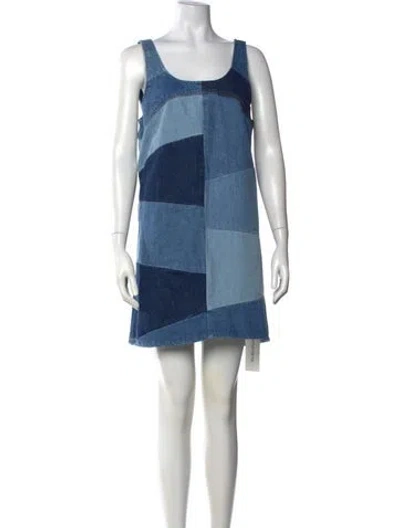 Pre-owned Frame Colorblock Pattern Mini Dress In Blue