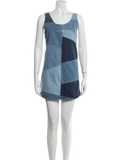 Pre-owned Frame Colorblock Pattern Mini Dress In Blue