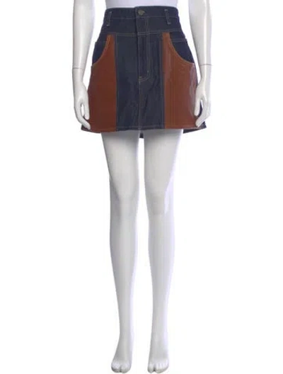 Pre-owned Frame Colorblock Pattern Mini Skirt In Blue