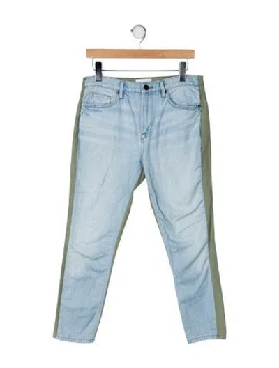 Pre-owned Frame Colorblock Pattern Straight Leg Pants In Blue