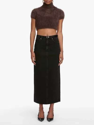 Frame Column Mid Rise Skirt In Sutro In Black