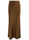 Frame Womens Moss Column Elasticated-waistband Silk Maxi Skirt In Brown