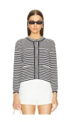 Frame Gestreifter Cardigan Aus Einer Baumwollmischung In Navy