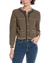 Frame Compact Stripe Cotton Cardigan In Brown
