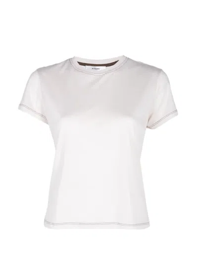 Frame Contrast-stitch T-shirt In Neutrals