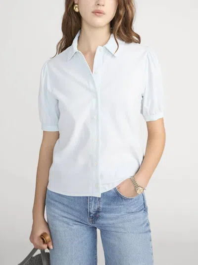 Frame Cord Staple Blouse In Ice Blue In White
