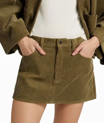 Frame Corduroy Cotton Mini Skirt In Artichoke In Green